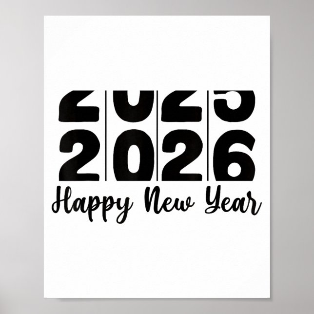 Poster 2026 Happy New Year Bold Numbers Celebration Party (Frente)