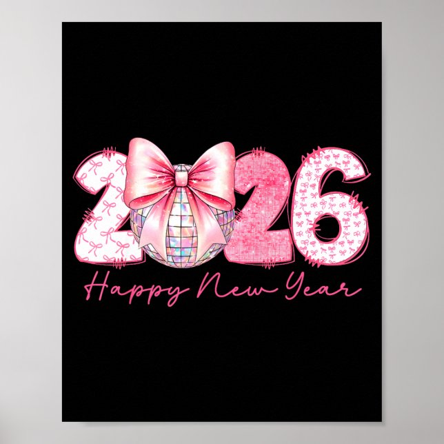 Poster 2026 Happy New Year Nk Coquette Preppy Disco Girly (Frente)