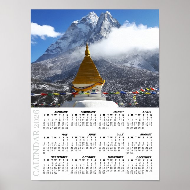 Poster 2026 Nepal Calendar, Ama Dablan, Sagarmatha (Frente)