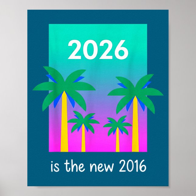 Poster 2026 New 2016 Vaporwave Palm Illustration (Frente)