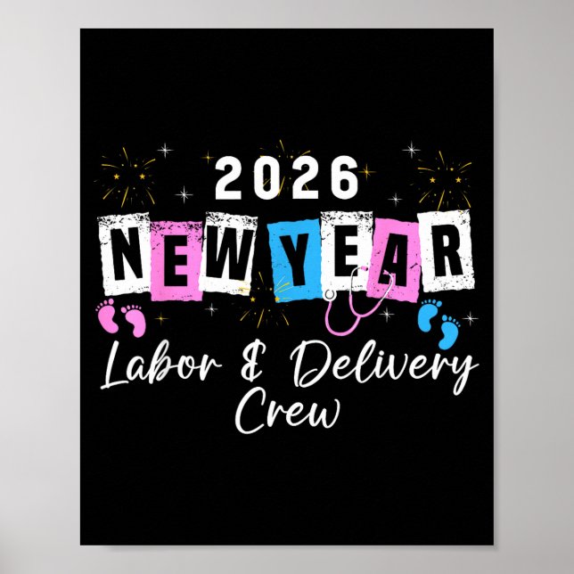Poster 2026 New Year Labor And Delivery Nurse Fireworks E (Frente)