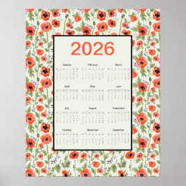 Poster 2026 Orange Poppies Calendar