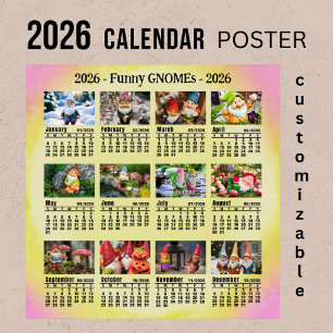 Poster 2026 personalizado Gnomos engraçados domingo iníci
