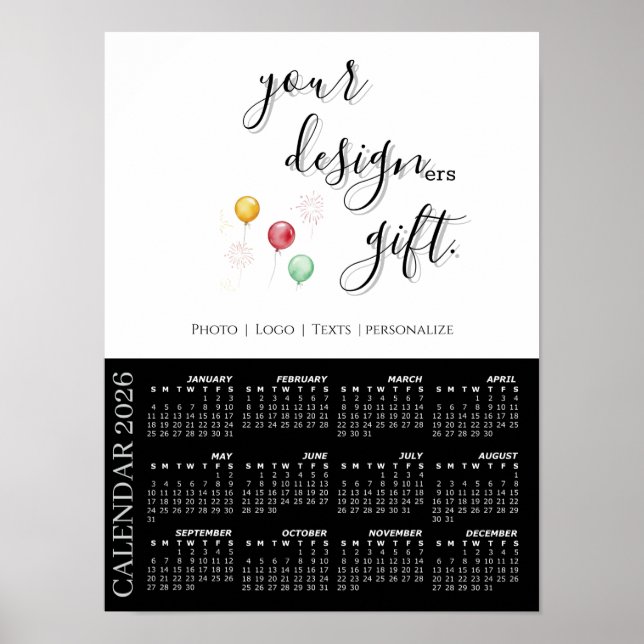 Poster 2026 Photo Calendar Template, Large / Black (Frente)