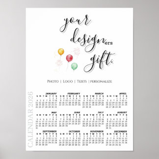 Poster 2026 Photo Calendar Template, Large / White