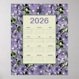Poster 2026 Purple Flowers Wall Calendar