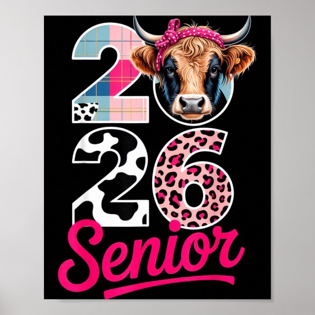 Poster 2026 Senior Cow Lovers Graduation Funny Cl Shirt F (Frente)