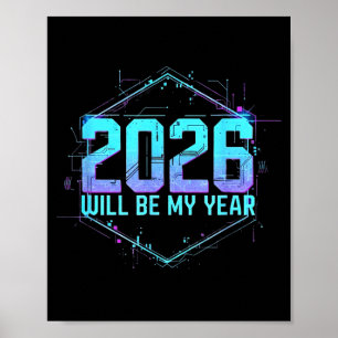 Poster 2026 Será Meu Ano Motivacional Sitive Mentalidade