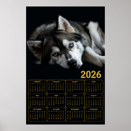 Poster 2026 Siberian Husky Calendar 