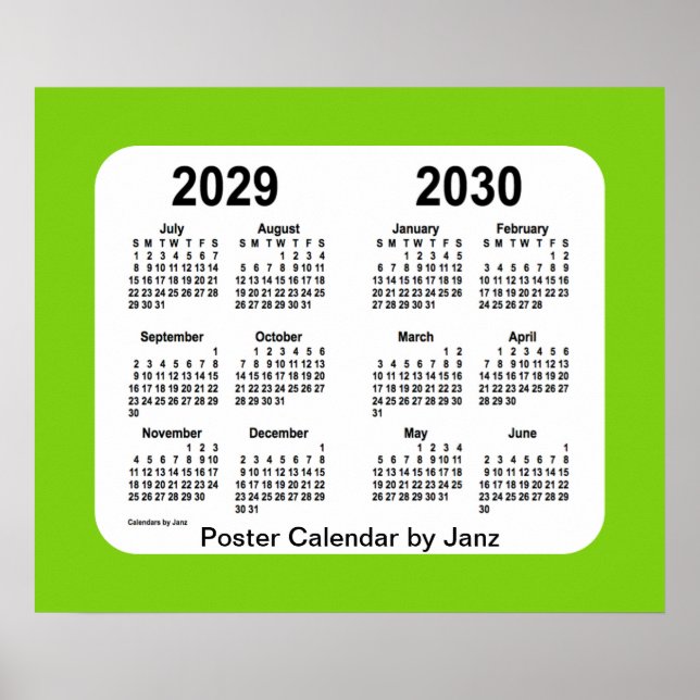 Poster 2029-2030 Calendário da Escola Verde Amarela de Ja (Frente)