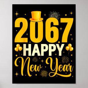 Poster 2067 Feliz Ano Novo Retro Divertido 67 Seis Sete M