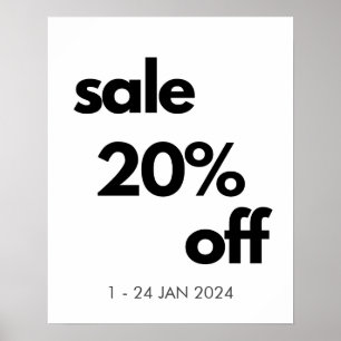 Poster 20% de Sinal de Venda, Venda de Varejo Personaliza