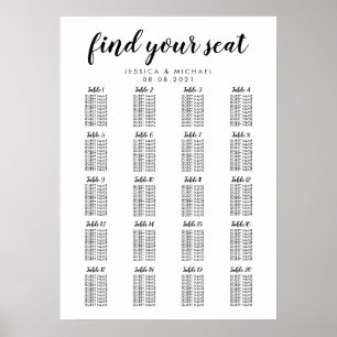 Poster 20 Gráfico de Assentos Convidados de Casamento Gra