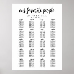 Poster 20 Gráfico de Assentos Convidados de Casamento Gra