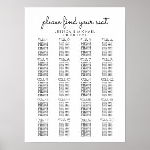 Poster 20 Gráfico de Assentos Convidados de Casamento Gra