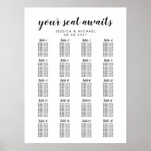 Poster 20 Gráfico de Assentos Convidados de Casamento Gra