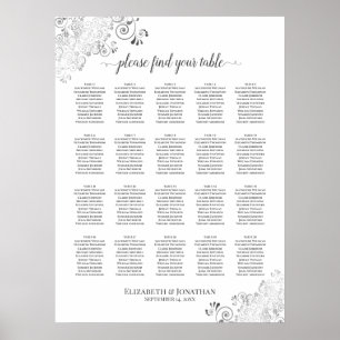 Poster 20 Gráfico de Casamento de Prata de Prata Branca