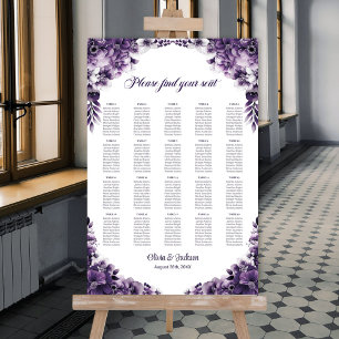 Poster 20 Gráfico de Casamento Floral Roxo-Mesa