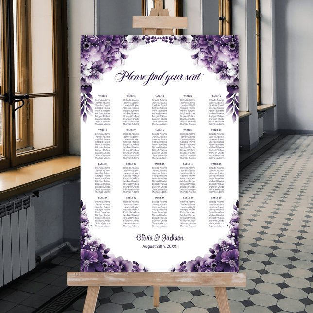 Poster 20 Gráfico de Casamento Floral Roxo-Mesa (Criador carregado)