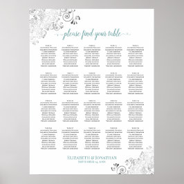 Poster 20 Gráfico Sentado de Casamento Franco-Mesa Branco