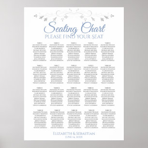 Poster 20 Gráfico Simples de Casamentos Azul e Cinzas