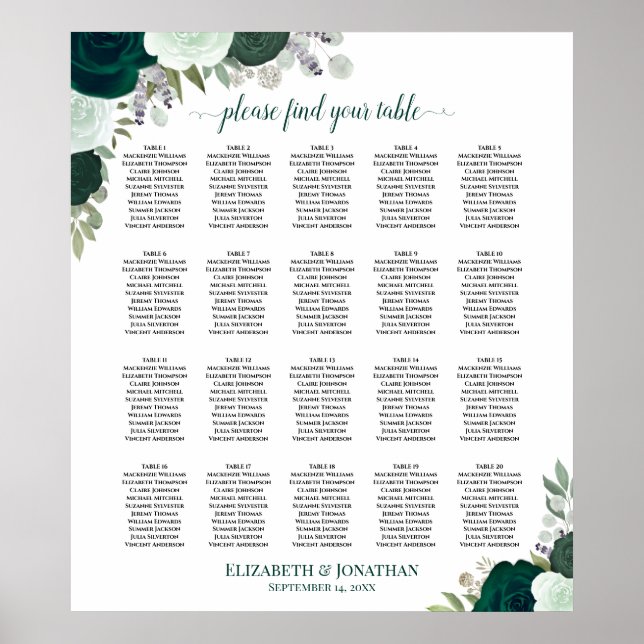 Poster 20 Mesa Emerald Boho Sentado Floral (Frente)