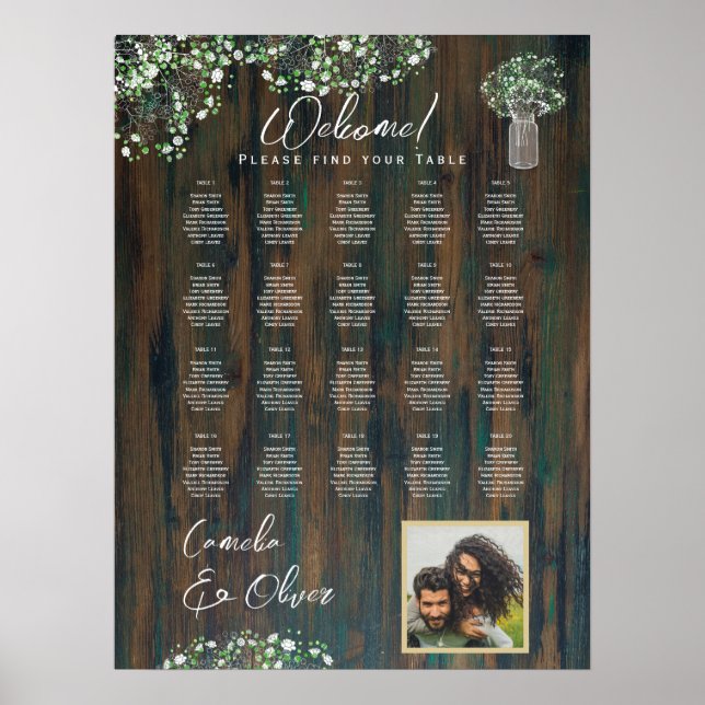 Poster 20 Mesa Rústica Madeira Gypsophila FOTO SENDO ENCA (Frente)