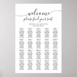 Poster 20 Mesas Bem-vindo Casamento 200 Convidados Carta