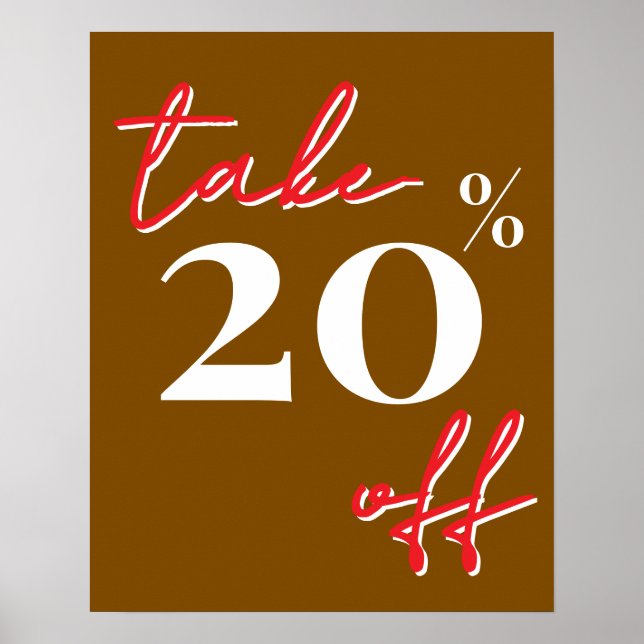 Poster 20% Off Sale Sign, Brown Sale (Frente)