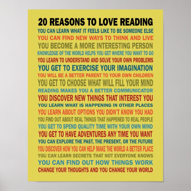 Poster 20 razões para o amor ler livros (Frente)