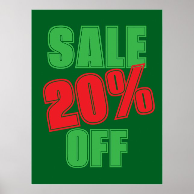 Poster 20% Sale Sign, Green and Red Christmas Sale  (Frente)