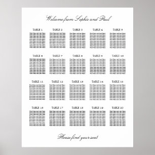 Poster 20 Tabela Gráfico de Assentos Minimalista Elegante
