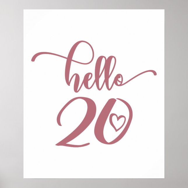 Poster 20th Birthday Women Hello 20 Cute 20 Years Old (Frente)