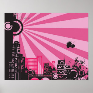 Pôster 20x16, Abstrato, Arte de Parede da Cidade Rosa