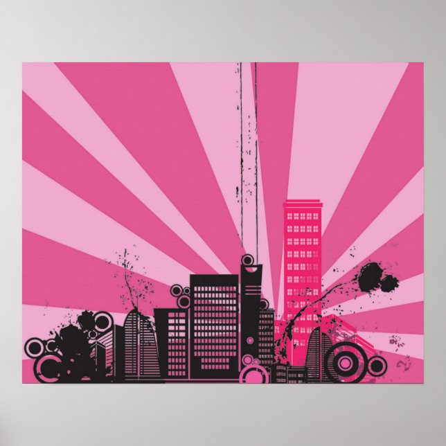 Poster 20x16, Abstrato, Arte de Parede da Cidade Rosa (Frente)
