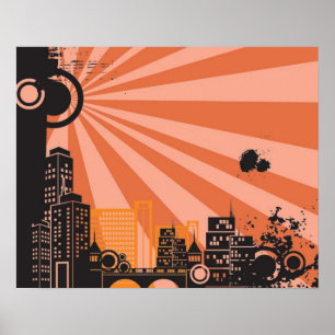 Pôster 20x16 Abstrato Orange City Wall Art