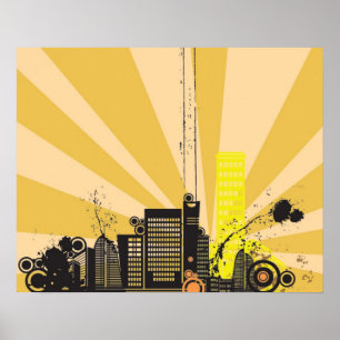 Pôster 20x16 Abstrato Yellow City Wall Art