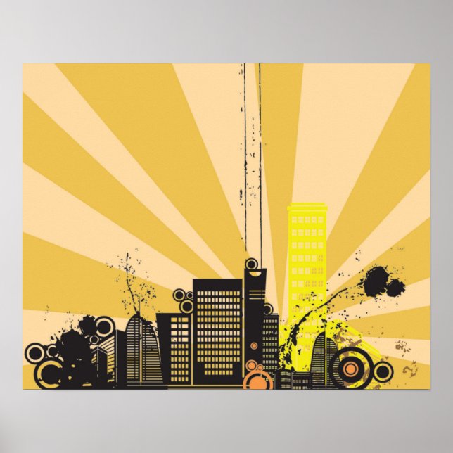 Pôster 20x16 Abstrato Yellow City Wall Art (Frente)