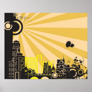 Poster 20x16 Abstrato Yellow City Wall Art
