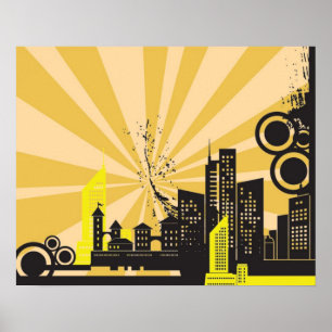 Pôster 20x16 Abstrato Yellow City Wall Art