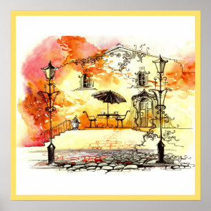 Poster 20x20 Abstract City Scene Wall Art
