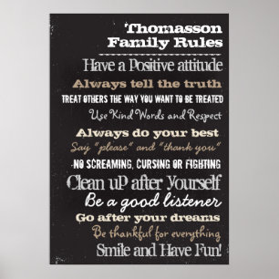 Poster 20x28 Chalk Personalizado Family Rules House Sign