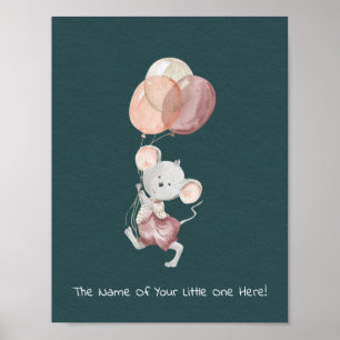 Poster (21,6x27,9 cm) - Pequeno Rato Com Balões