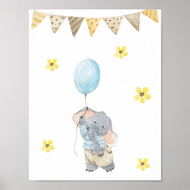 Poster 21.6x27.9cm - Little Elephant With Balloon (Frente)