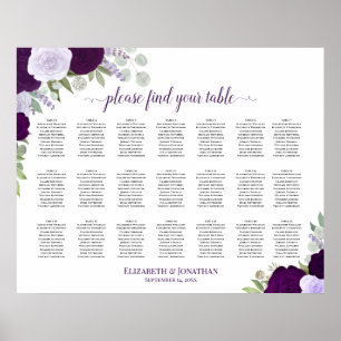 Poster 21 Gráfico de Assentos Florais Boho Boho Mesa Roxo