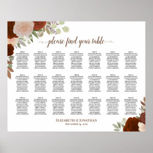 Poster 21 Gráfico Floral de Casamento Floral Laranja-Mesa