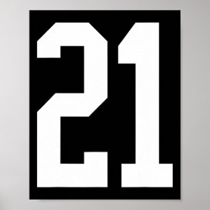 Poster #21 Número Branco 21 Estilo de Fã de Esportes 