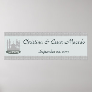 Pôster 22,5"x7,5" - Banner personalizado Azul-Islâmico
