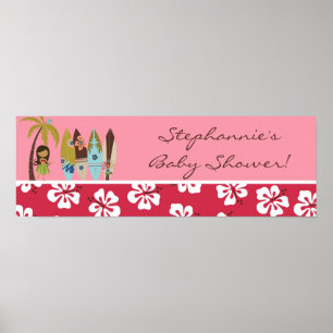 Poster 22,5"x7,5" - Banner personalizado rosa-rosa havaia