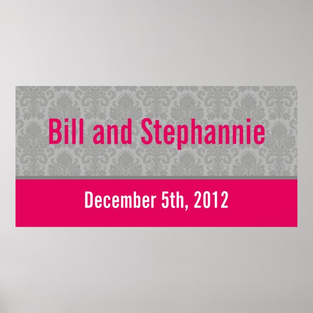 Poster 22,5"x7,5" - Cinza personalizada de faixa moderna (Frente)